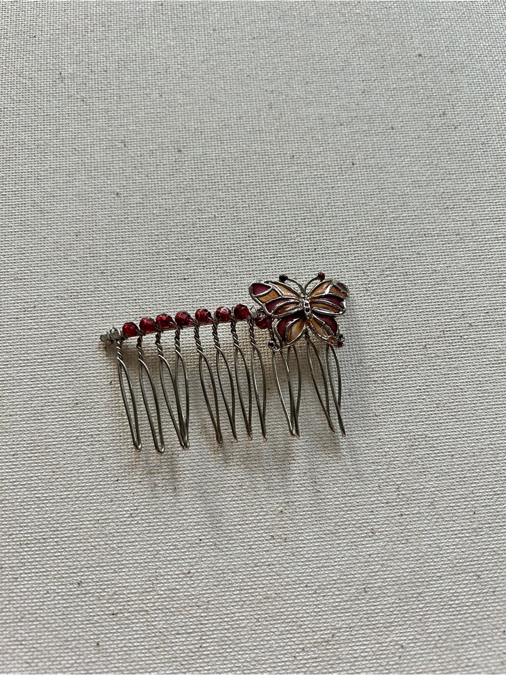Butterfly Hair pin with Red Gem Accents - Women's Hair Accessory